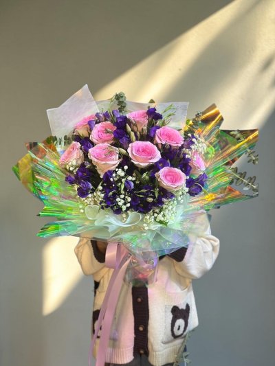 Purple Pink holographic Wrapping Bouquet